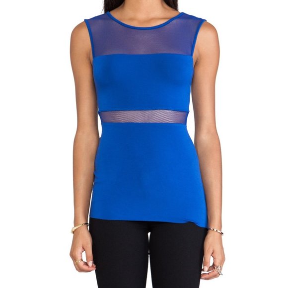 Bailey 44 JuJu Sleeveless Mesh Panel Bodycon Top in Blue - Picture 4 of 9